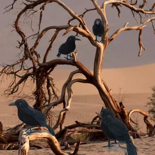 Realistic Black Feathered Crow Decoration for Halloween Home & Garden