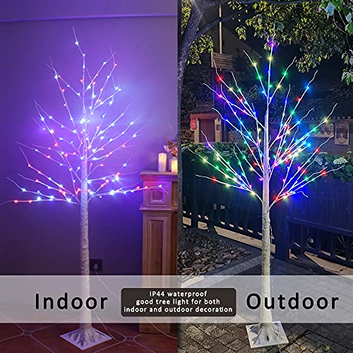 RGB Lighted Birch Tree - 6 ft Artificial Tree with 35 Colors & Remote Control