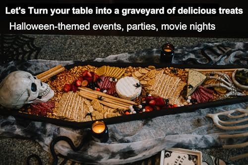 Raised Edge Halloween Coffin Charcuterie Board - 32in Large Skeleton Serving Tray