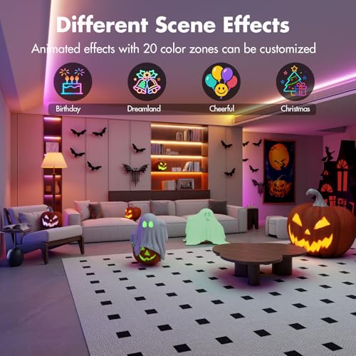 130FT Smart RGB LED Strip Lights WiFi Voice Control Color Changing