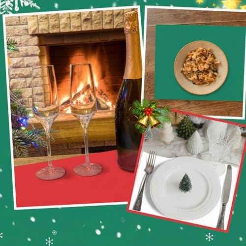 Christmas Paper Placemats Set - 150 Disposable Red Green White Table Mats for Holiday Dining - 11 x 17 Inches