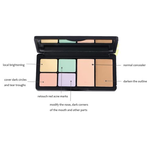 Skiennix Concealer Contour Palette - 6-in-1 Color Correcting Makeup Kit for Dark Circles & Blemishes with Brushes