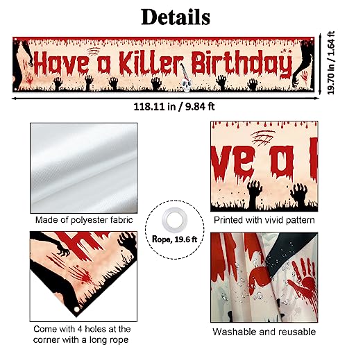 Halloween Birthday Banner - Spooky Vampire Horror Yard Decor for Parties