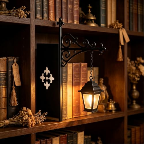 Library Lantern Decor Bookshelf Light - Mini Lantern with Witch Hat Design (Black-A)