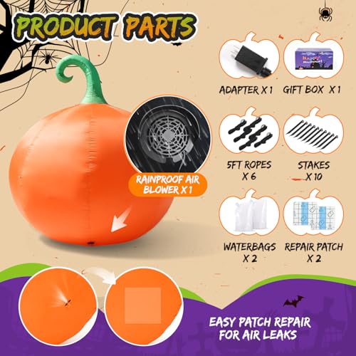 10FT Giant Halloween Inflatable Pumpkin Outdoor Decoration with LED Lights - Variation: Giant Pumpkin