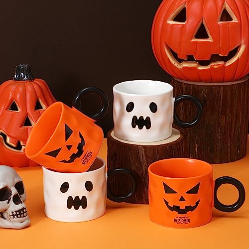 Halloween Coffee Mugs Set - 4 Pieces, 15oz Pumpkin Ghost Cute Style