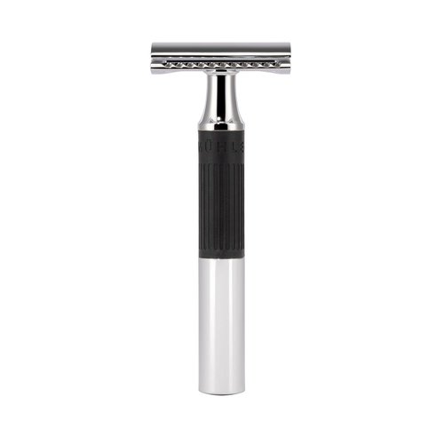MÜHLE NEO Safety Razor - Eco-Friendly Double Edge Razor for Beginners & Experts | Chrome with Black Grip