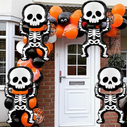 Halloween Skeleton Foil Balloons Set - Indoor Outdoor Party Decorations