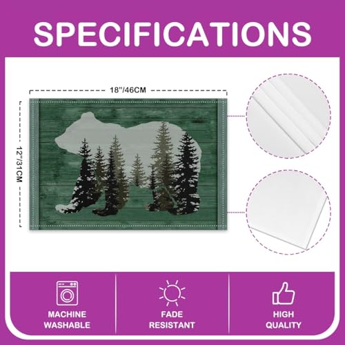 Jejeloiu Bear Dinner Placemat Set - 18x12 Inches, Multi Style