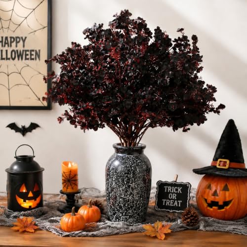 Black Artificial Baby's Breath Flowers - Halloween Faux Floral Decor, 30 Pcs