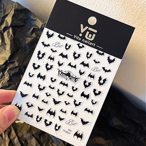 Halloween Nail Stickers for Nail Art Scary Bat Design - Halloween Style 2