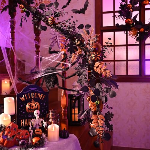 Halloween Garland with Lights - 6ft Autumn Decor for Mantel & Party
