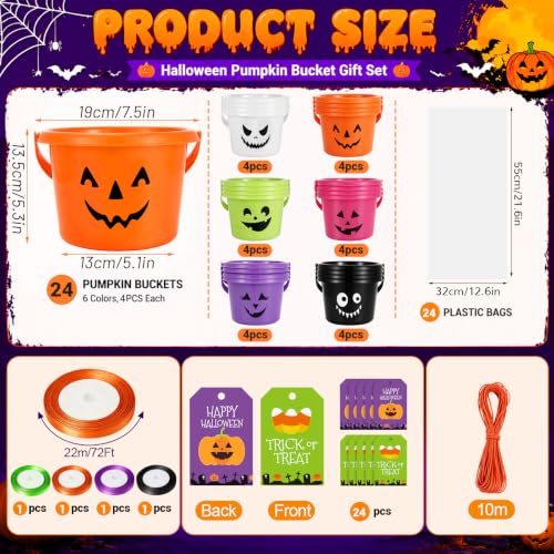 Halloween Plastic Pumpkin Candy Buckets Gift Set - 24 Pcs, 6 Colors (Variation of THIS listing)