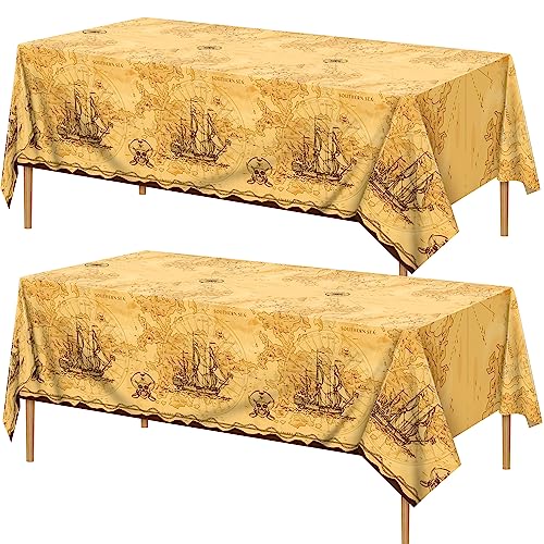 2 Pack Pirate Treasure Map Tablecloths - Pirate Party Supplies & Decorations