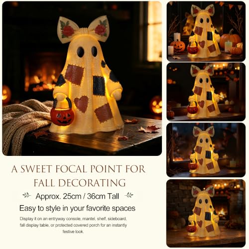 Lighted Ghost Halloween Table Lamp - Indoor Spooky Night Light with Remote
