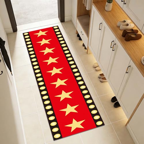 Movie Night Floor Runner Rug 9.8x2Ft Halloween Decor Non-Slip Kitchen Carpet