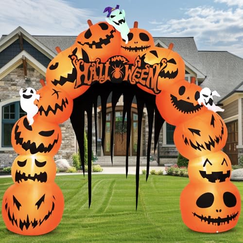 10FT Halloween Inflatable Pumpkin Archway Yard Decoration with LED Lights