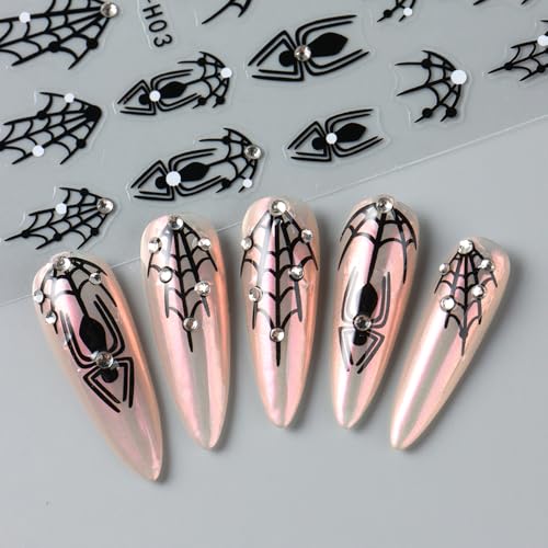 Halloween Nail Stickers 3D Spider Web Ghost Heart Sticker Set - Style 7