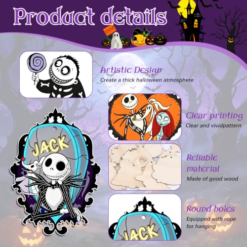 Halloween Christmas Wooden Ornaments Set - 36 Spooky Holiday Tree Decorations