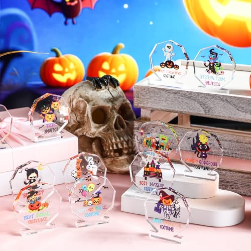 Halloween Acrylic Trophy Set - 12 Awards for Costume Contest - Kids & Adults - Geelin Variation