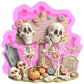 Halloween Skull Silicone Mold Graveyard Tombstone Fondant Mold - Style H