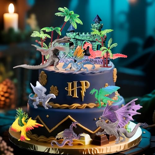 15Pcs Dragon Cake Decorations Mythical Figures for Fantasy Cake Topper