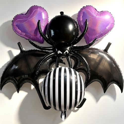 Gothic Halloween Balloon Set with Umbrellas and Spider Decorations