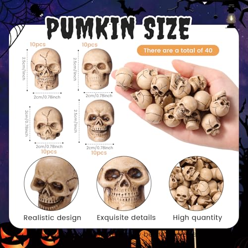 Civaner 160 Pcs Halloween Mini Skull Figurines - Creepy Resin Decorations for Miniature Scenes & Party Decor Variation of THIS listing