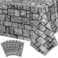Stone Wall Plastic Tablecloths - Medieval Castle Party Decorations, 6 Pack