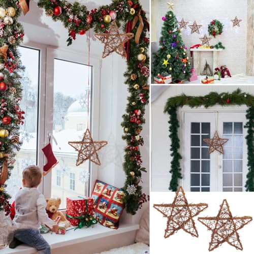 6 Pcs 12 Inch Star Shaped Natural Grapevine Wreath Set for DIY Crafts & Holiday Decor