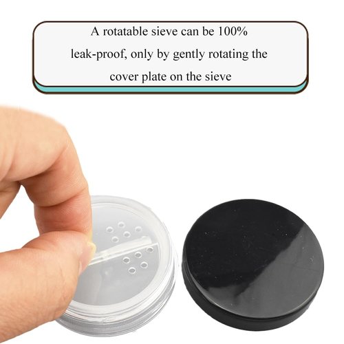 HAHIYO 2Pcs 20ml/0.68oz Plastic Empty Travel Compact Case Makeup Cosmetic Jar Refillable Powder Box No Leak Holder with Rotatable Sifter and Black Screw Lid