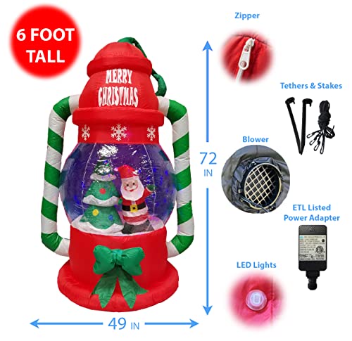 6 Ft Lighted Christmas Inflatable Lantern with Santa and Tree - Outdoor Holiday Decor