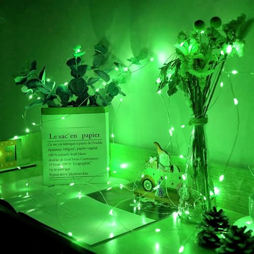 Green Battery Operated Fairy Lights with Remote & Timer - 6 Pack, 7ft, Waterproof, 20 LEDs
