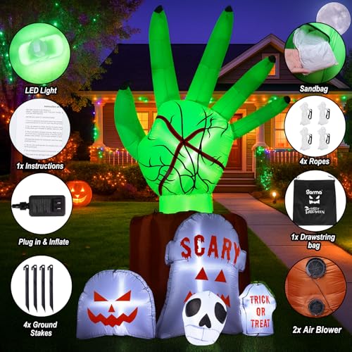 Garma 8.6 FT Halloween Inflatable Zombie Hand Yard Decor - Variation of Zombie Hand Tombs