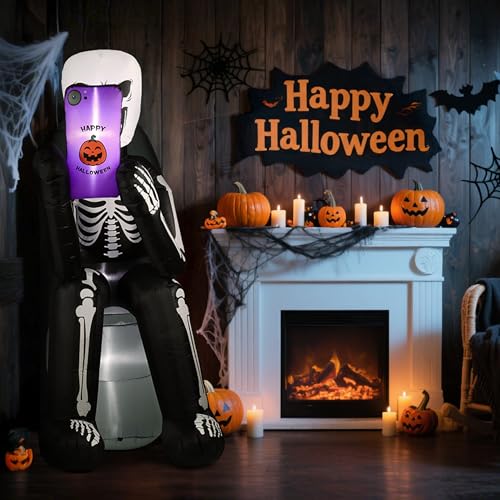 6.1FT Halloween Inflatable Skeleton & Tombstone Outdoor Decoration with LED Lights