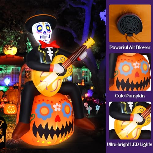 8 FT Dia de Los Muertos Inflatable Halloween Yard Decoration Outdoor