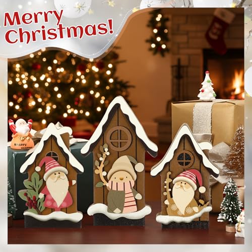 Christmas Wooden Gnome Table Decor Set - House and Gnome Variations