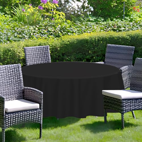 Black Plastic Round Tablecloth 3 Pack 84 Inch Disposable Cover for Parties