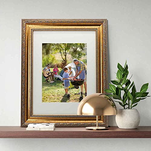 11x14 Mat & 8x10 Photo Frame Antique Gold with HD Organic Glass & Black Velvet Back - Variation of THIS listing