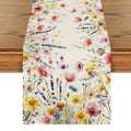 13x120 Inch Lavender Daisy Floral Table Runner for Dining & Party Decor - Off-White