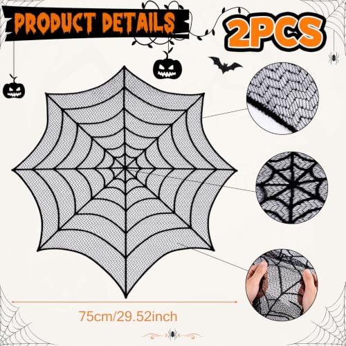 Halloween Tablecloth Lace Spiderweb 30-Inch Round Table Topper - Festive Party Decor
