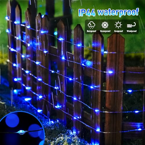 Blue LED Christmas Fairy Lights 8 Pack 50 Bulbs Battery Operated Indoor Outdoor