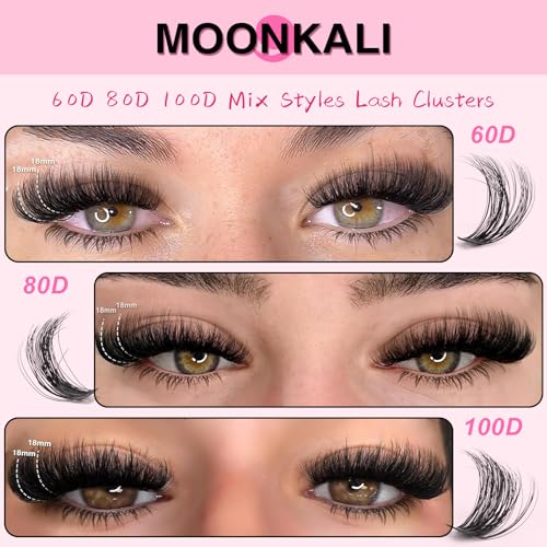 Lash Clusters 60D 80D 100D Mix Individual Eyelash Extensions - 12-18mm Thick Volume, Reusable, Waterproof, DIY False Mink Lashes - Variation: LASH-60D 80D 100D