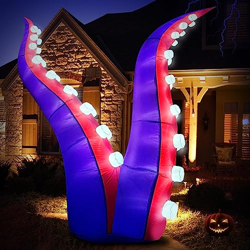Halloween Inflatable Octopus Tentacles with 36 LED Lights for Yard & Garden Decor