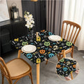 Halloween Black Small Square Tablecloth 38x38 Inch Fitted Skulls - Variation Halloween02