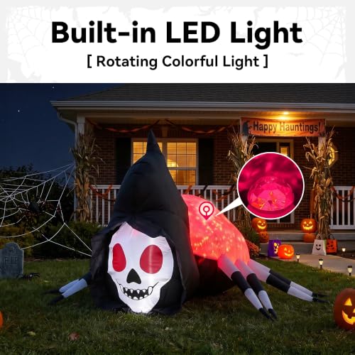 Giant 6FT Inflatable Skeleton Spider with Flickering Lights for Halloween Yard Decor