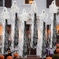 8PCS Outdoor Halloween Ghost Decorations with Silver Tassels for Lawn Garden & Wall