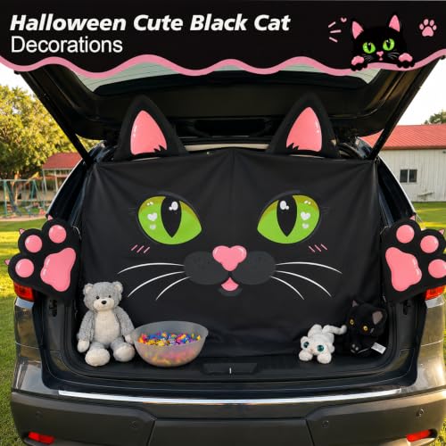 Halloween Black Cat Car Decorations Kit for SUV Trunk & Home Entryway