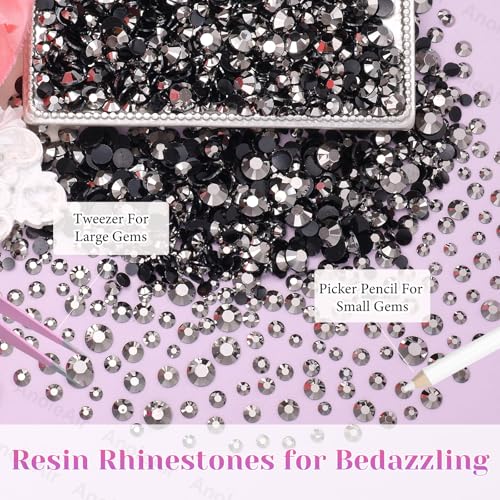 Bedazzling Rhinestone Kit 12000pcs Black Silver Flatback Gems S12