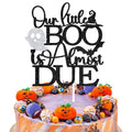 Halloween Baby Shower Cake Topper - Our Little Boo Spooky Decor, Black Glitter